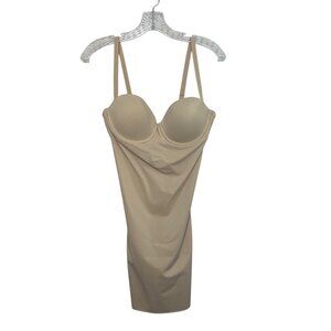Maidenform Body Shaper Dress Womens 36B Nude Underwire Snap Closure Shapewear